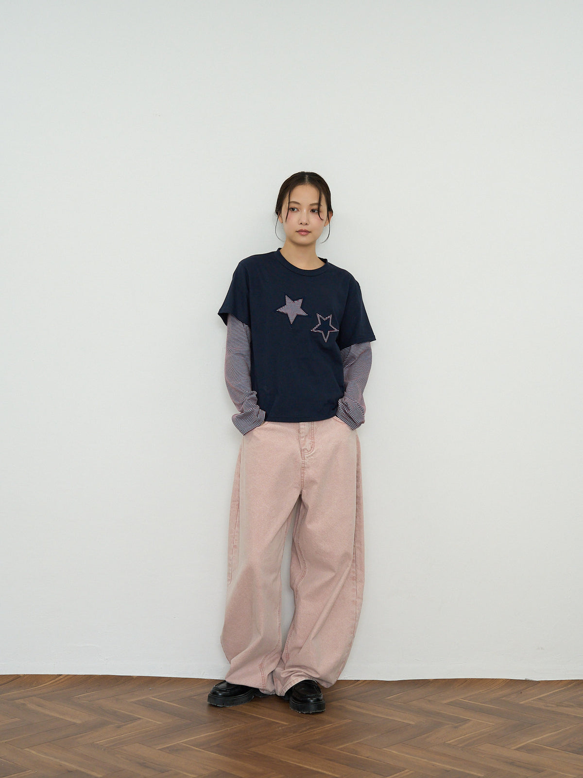 star border layered long sleeve tee