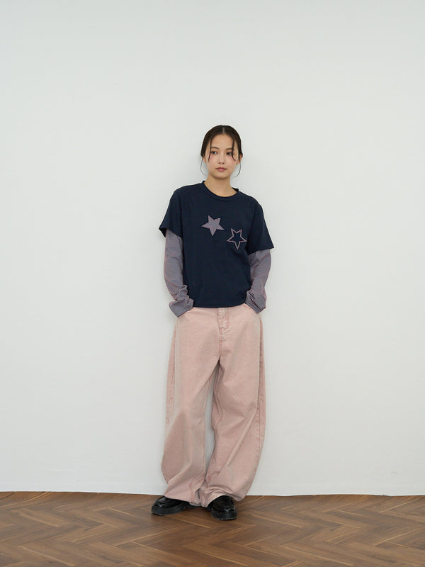 star border layered long sleeve tee