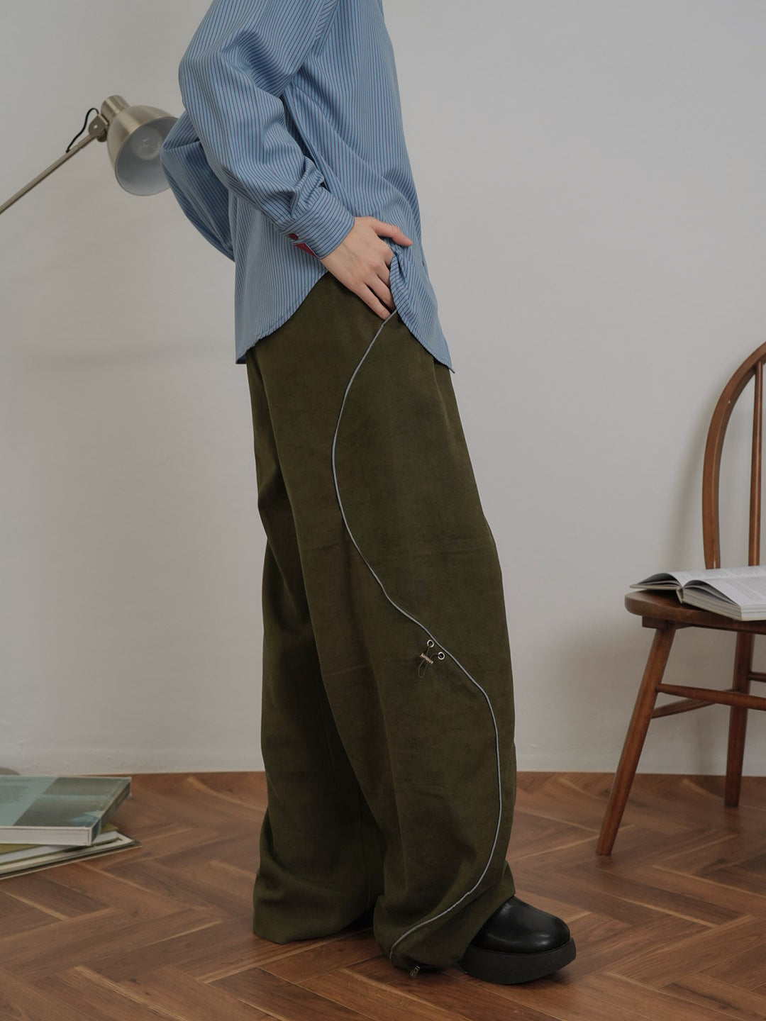 stitch line wide pants