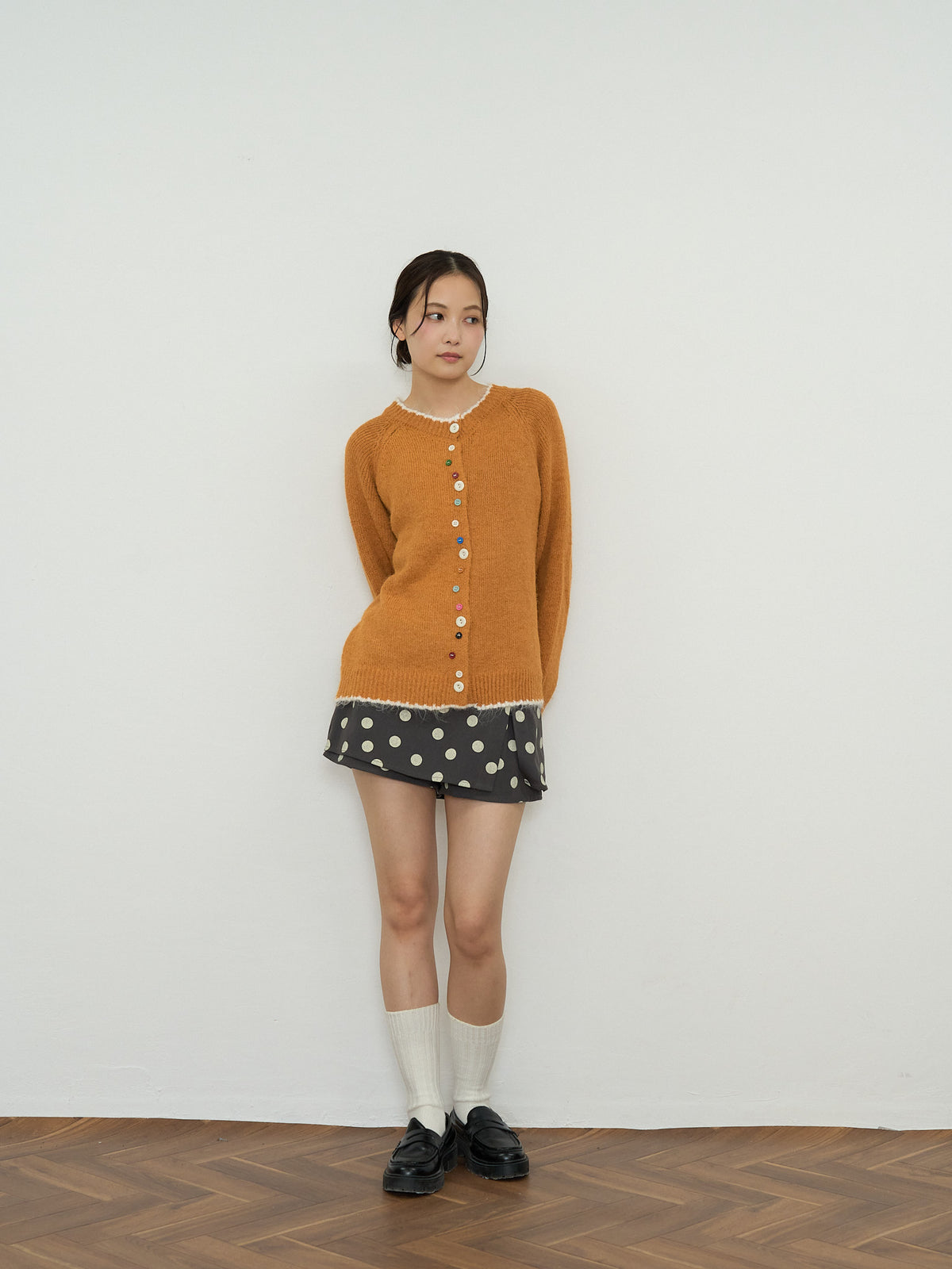 color button knit cardigan