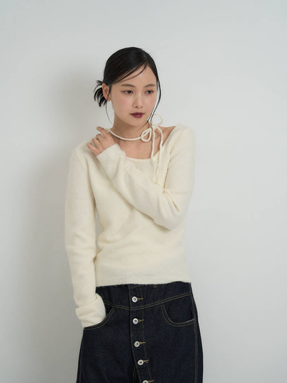 ribbon choker knit top