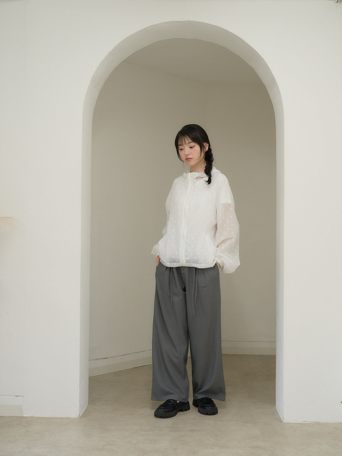 high waist ribbon wide pants