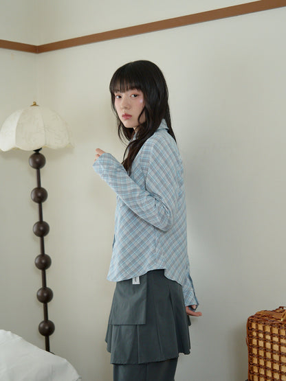 soft plaid cropped shirt