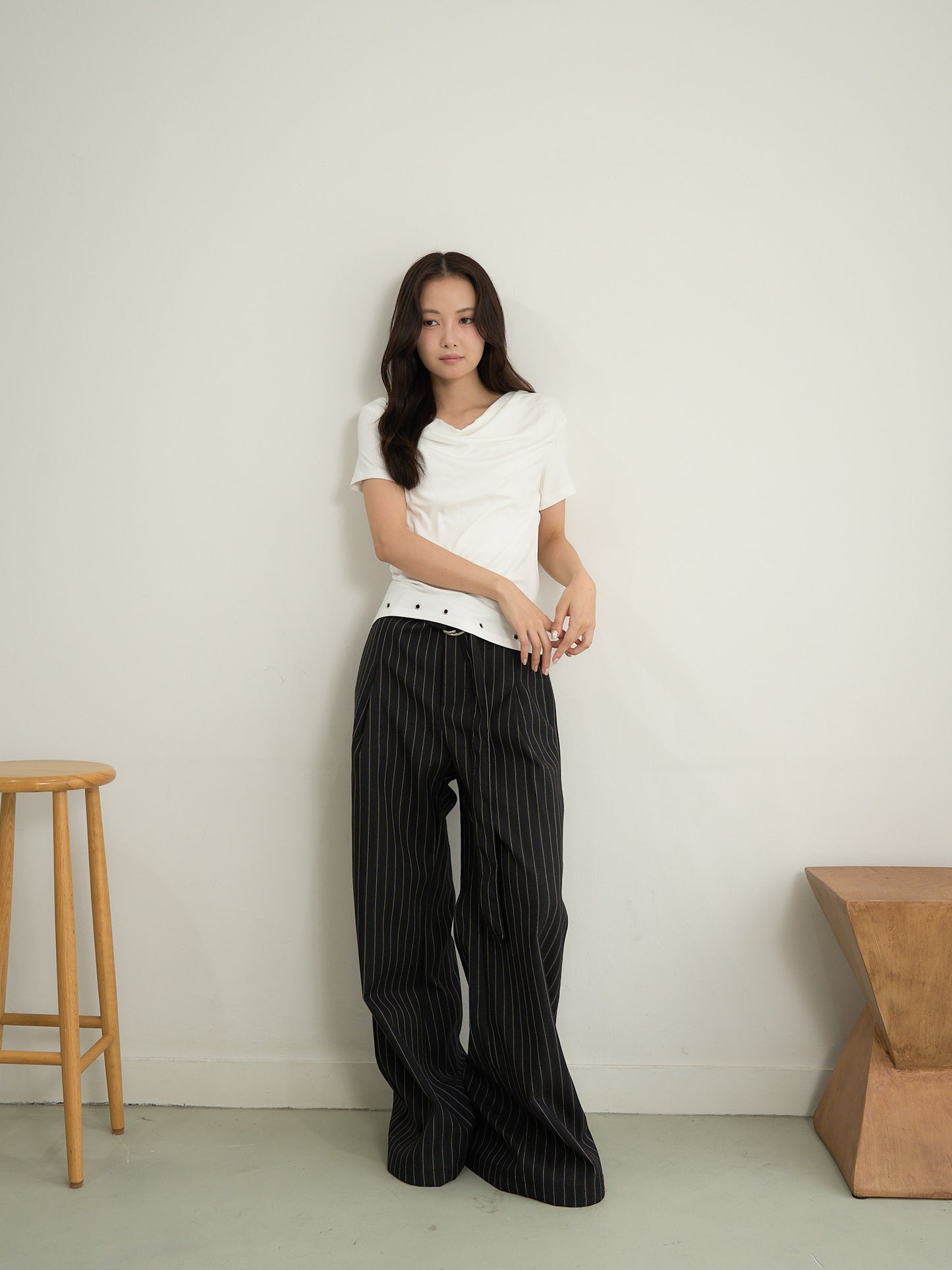 stripe wide pants