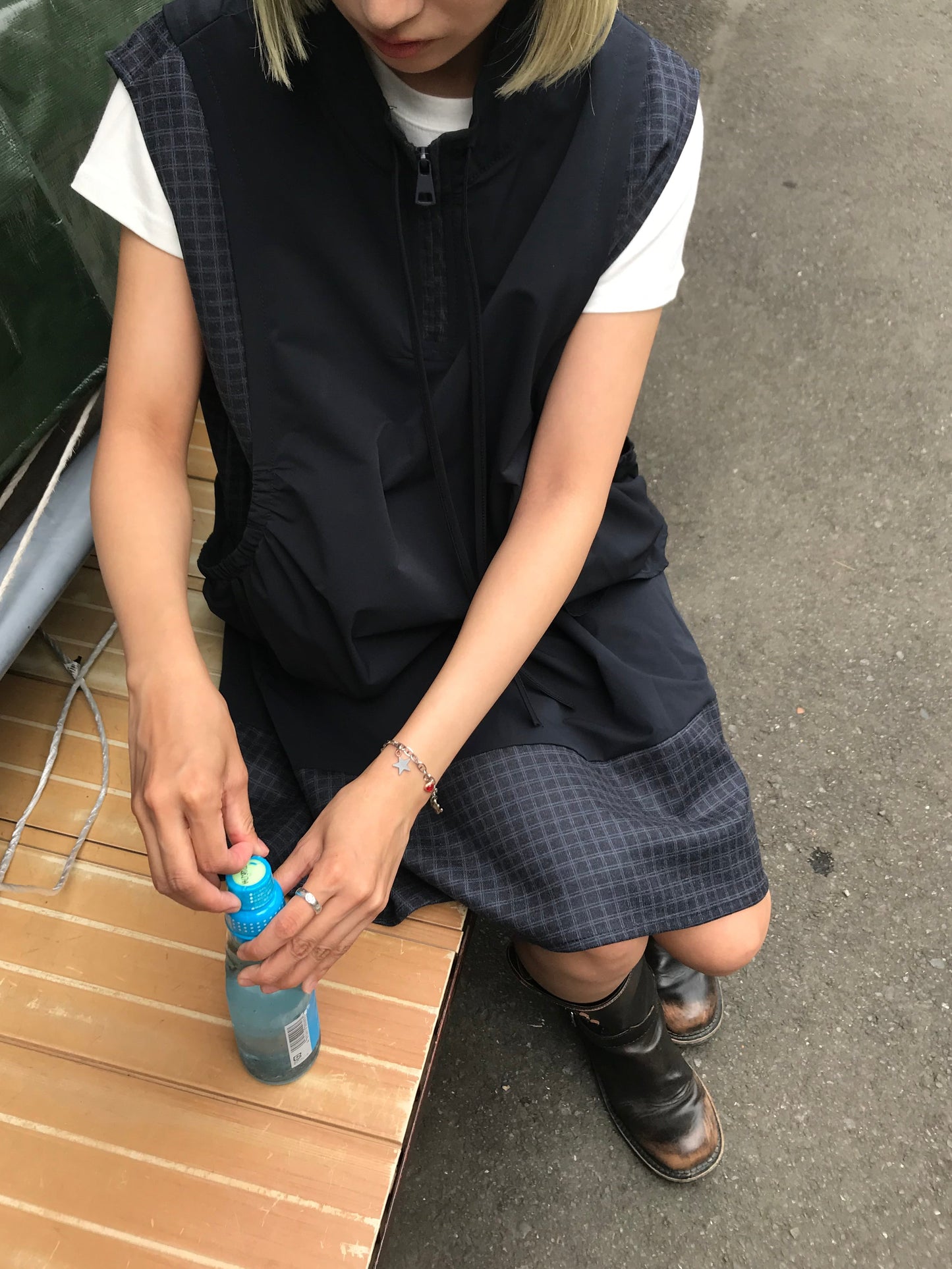 check vest & skirt set