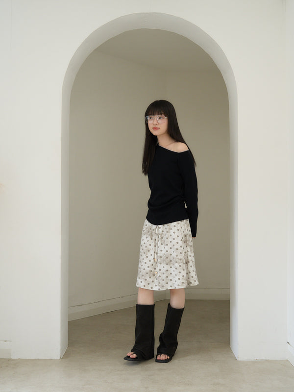 colorblock asymmetry shoulder knit