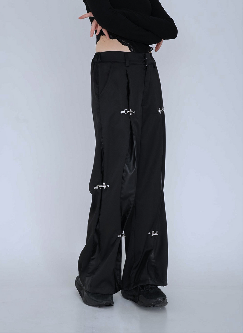 double material pin pants