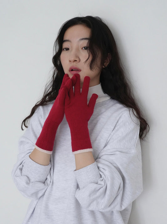 bicolor knit gloves