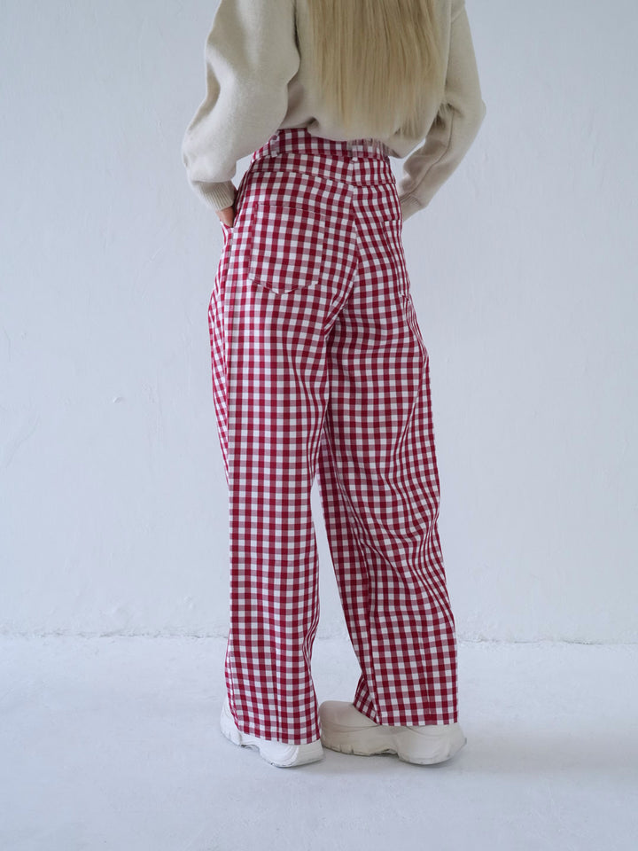 【 10月上旬発送予定 】gingham check wide pants