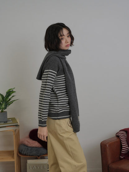 border knit top scarf set