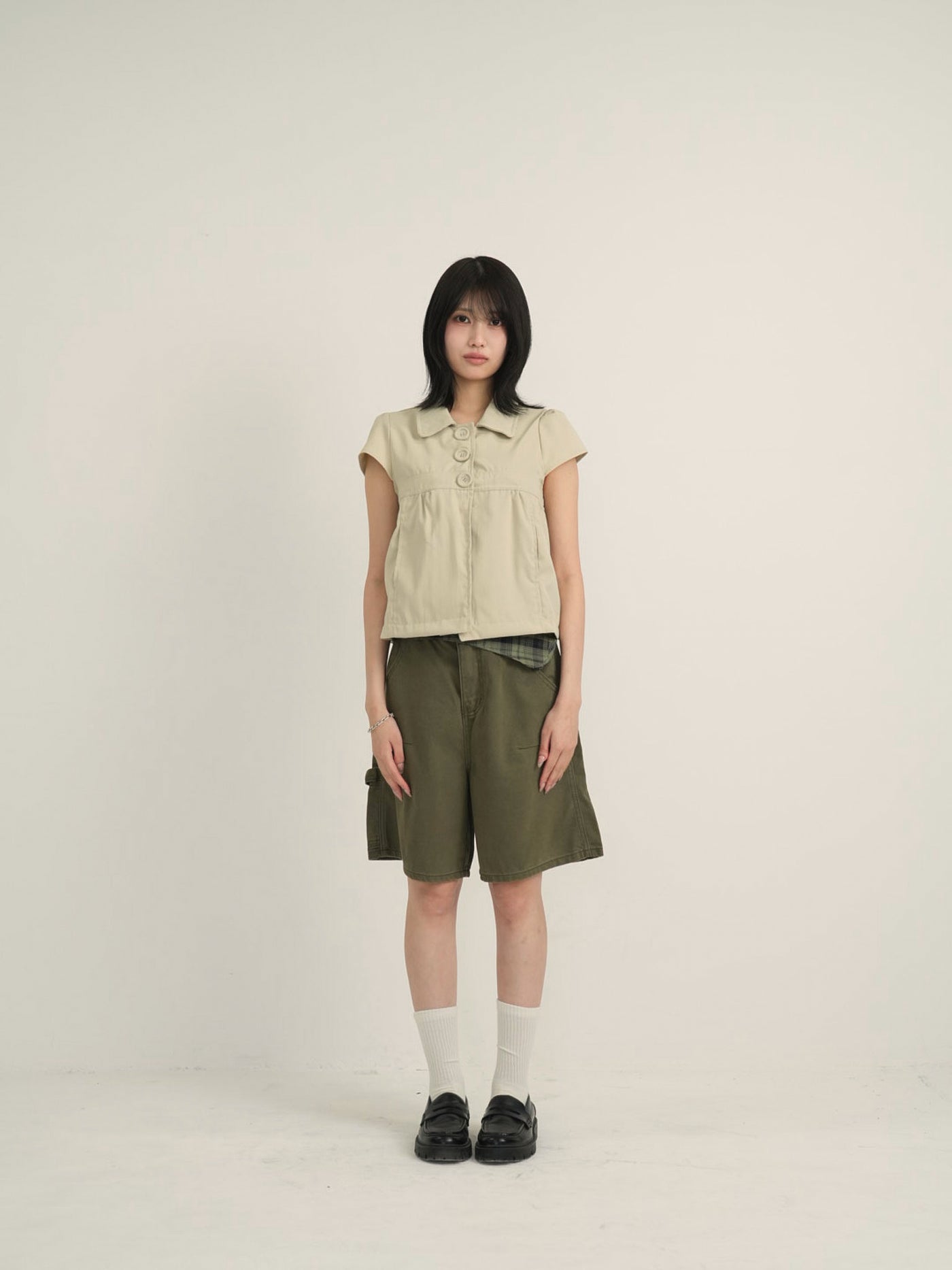 waist check cargo half pants