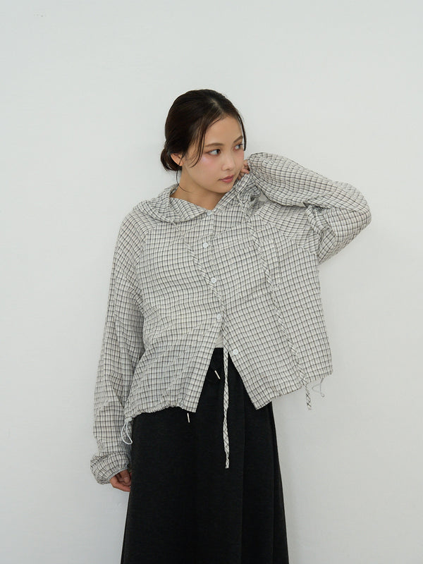 check hooded shirt