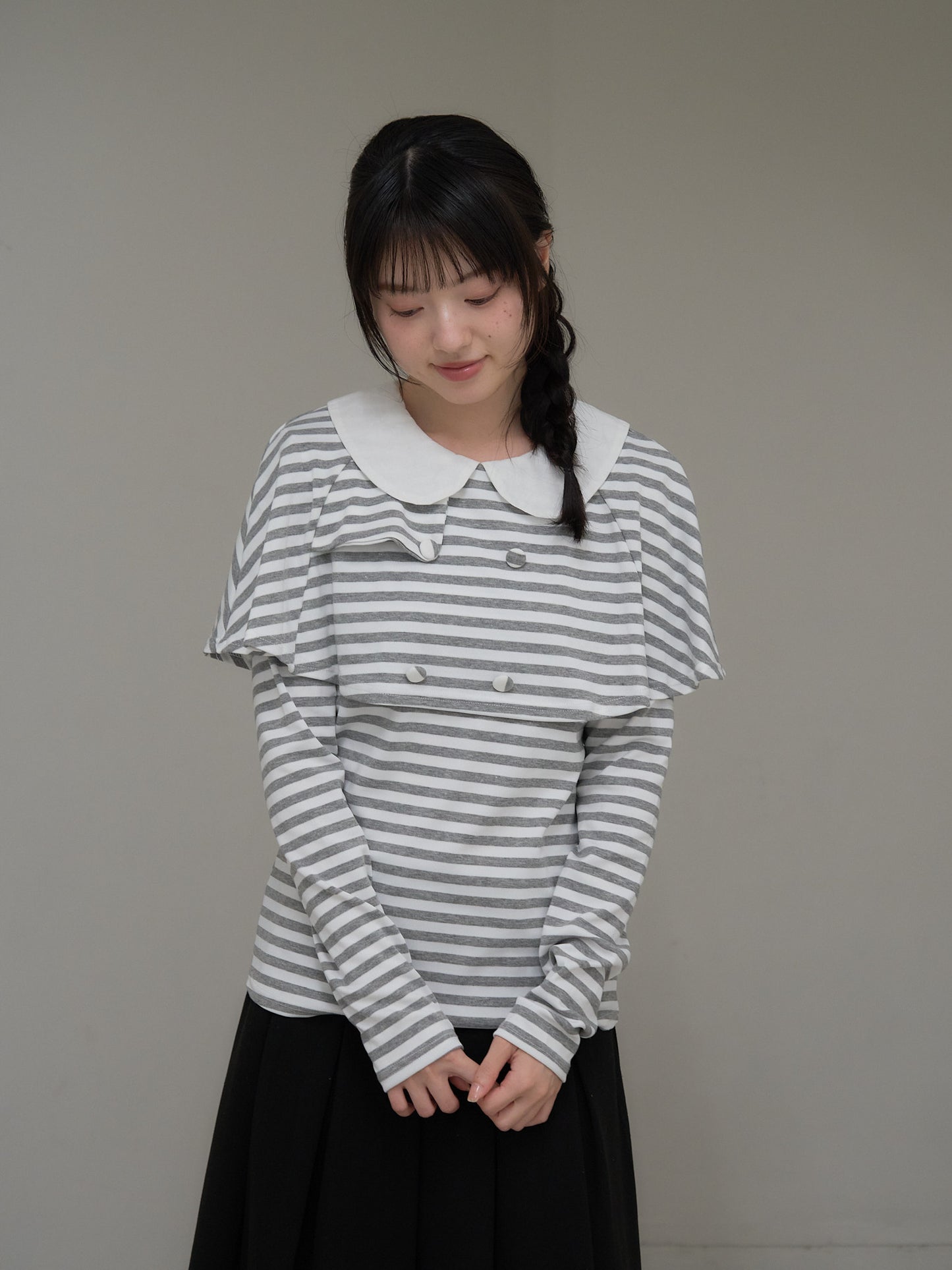 border doll collar cape sleeve top