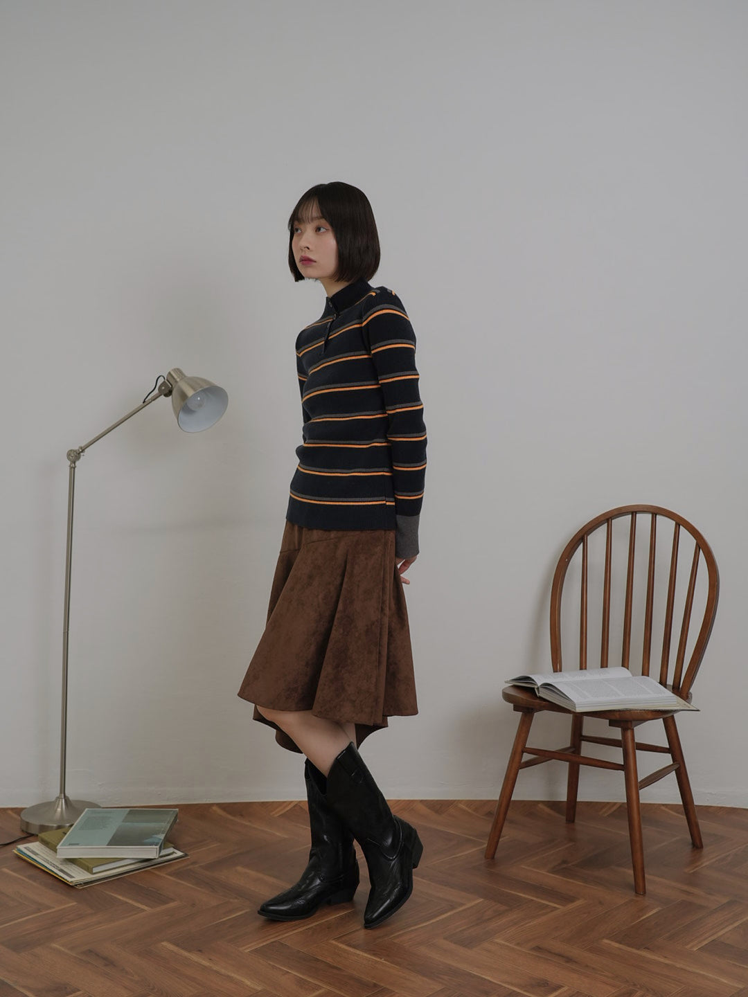 border rib knit  top