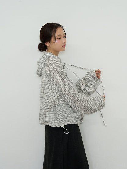 check hooded shirt