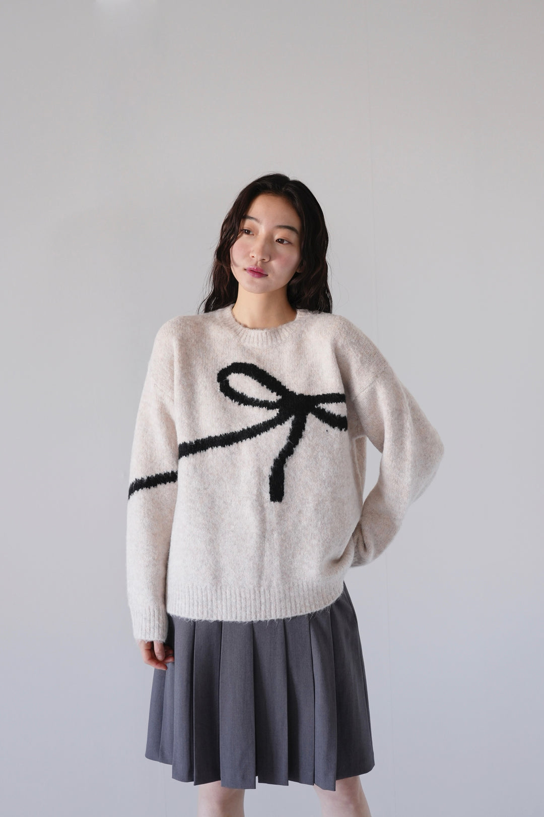 flow diagonally ribbon knit