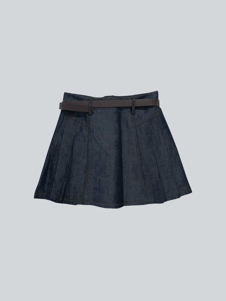 【 10月上旬発送予定 】denim pleated mini skirt