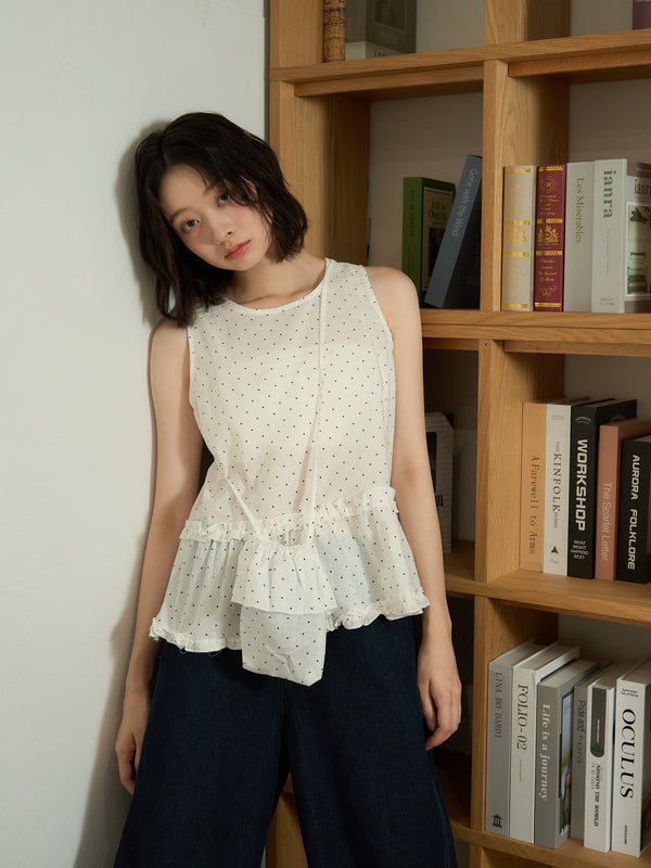 dot sleeveless blouse set