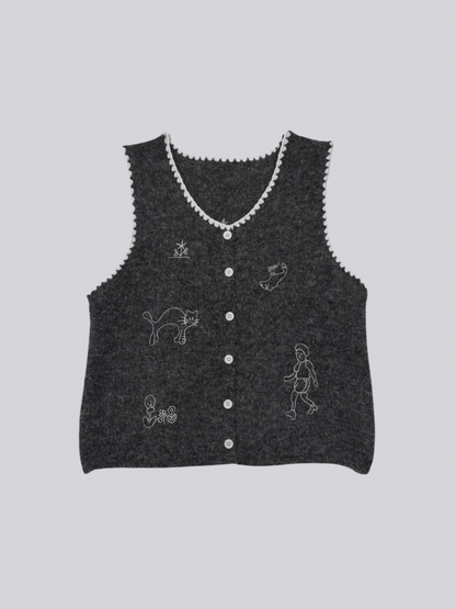 animal knit vest