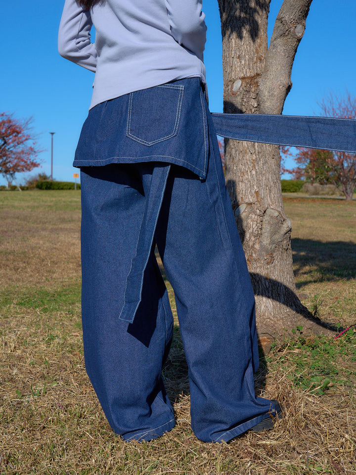 separate wrap design wide pants