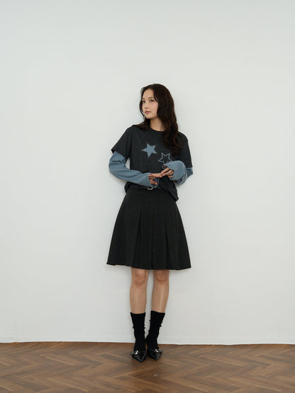 star border layered long sleeve tee