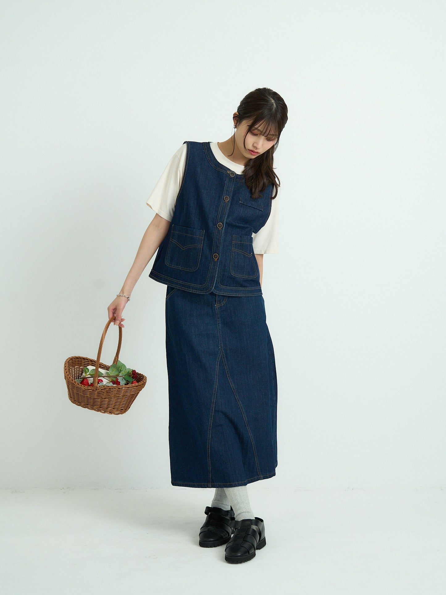 denim stitch vest
