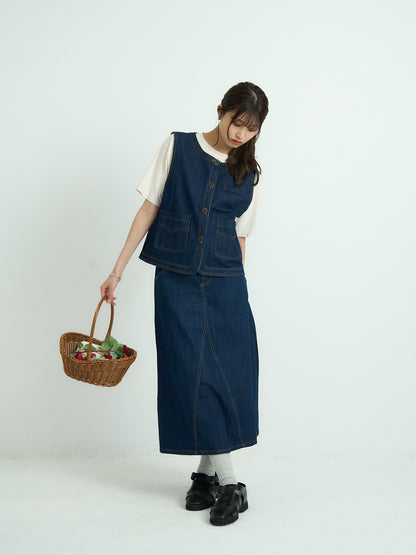 denim stitch vest