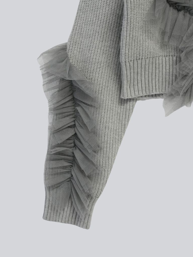 sheer frill zip knit