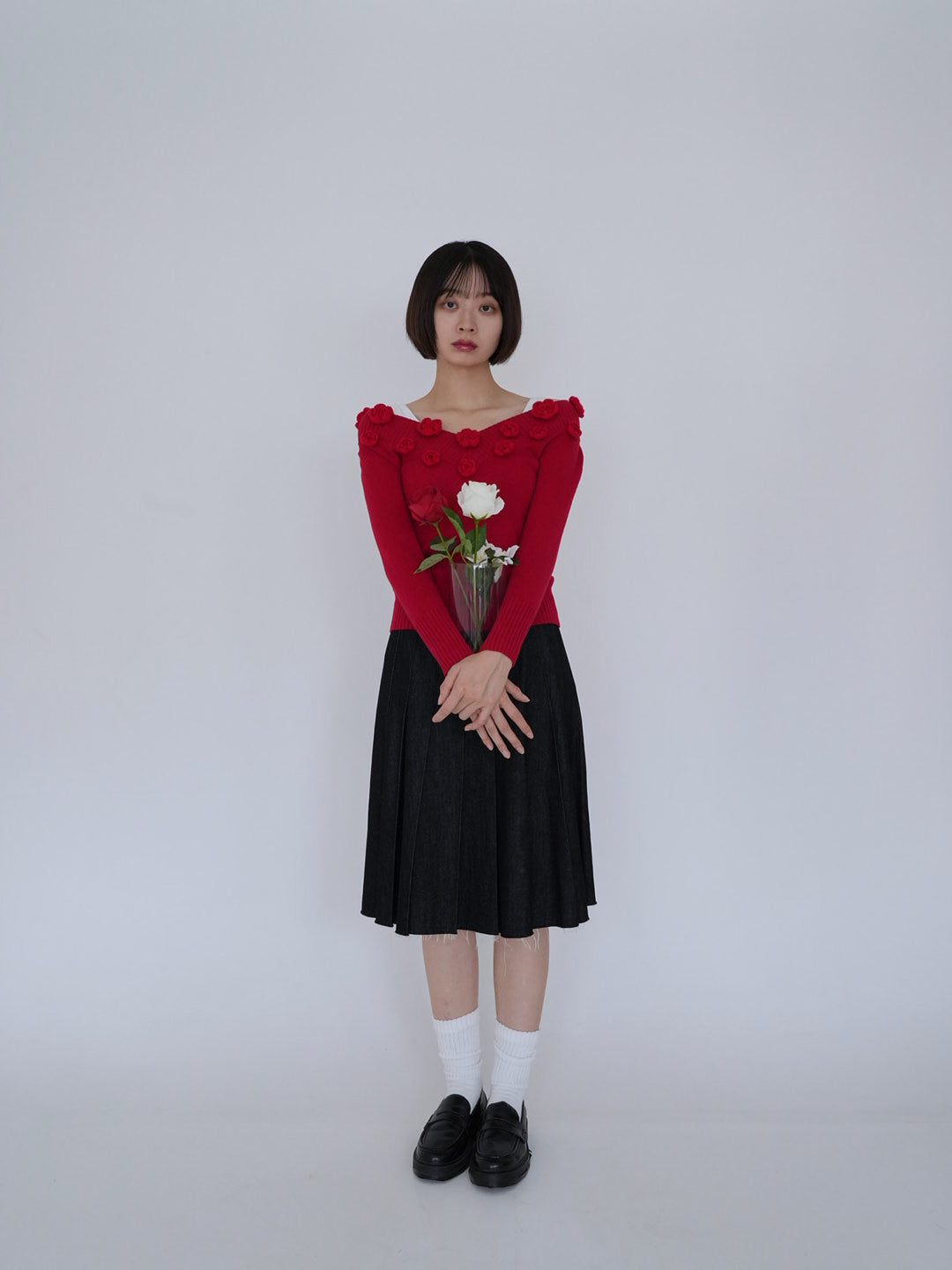 【 8月26日発送予定 】flower knit top