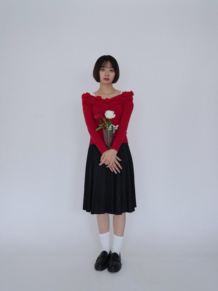 【 8月26日発送予定 】flower knit top
