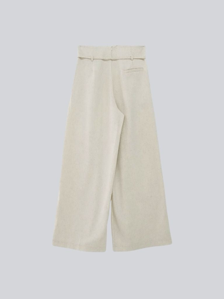 linen like tuck slacks