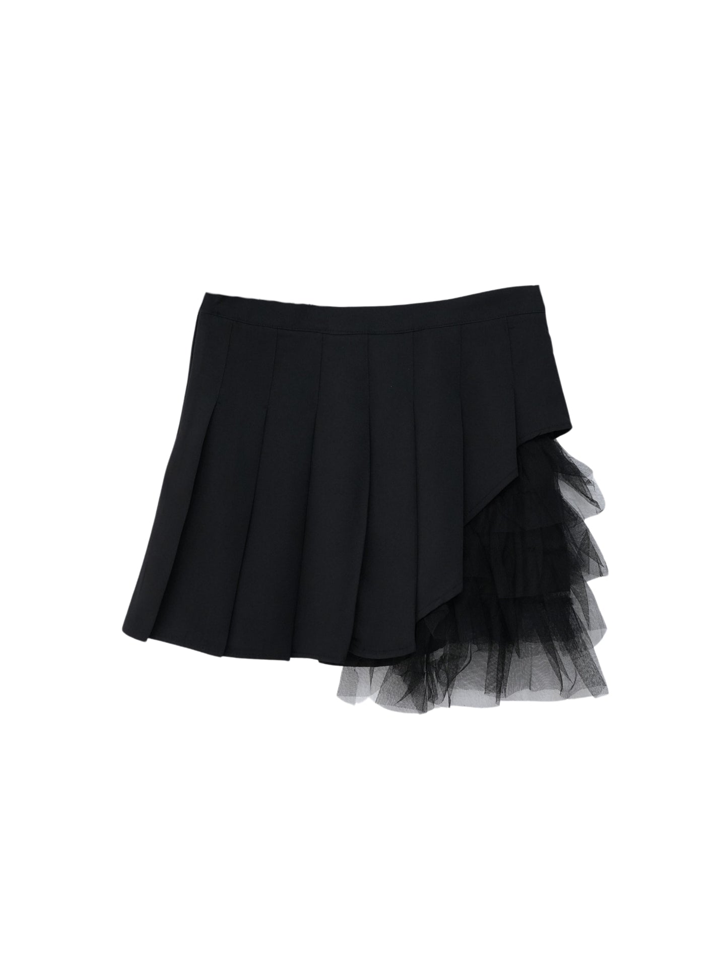 asymmetry frill pleats skirt