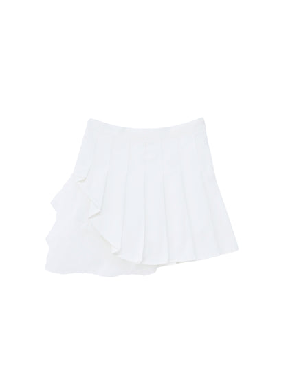 asymmetry frill pleats skirt