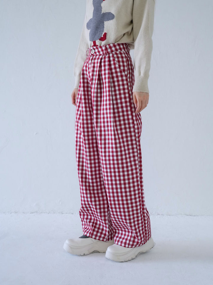 【 10月上旬発送予定 】gingham check wide pants