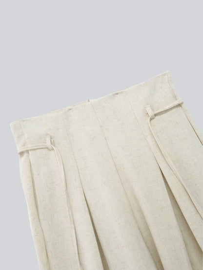 linen like tuck slacks