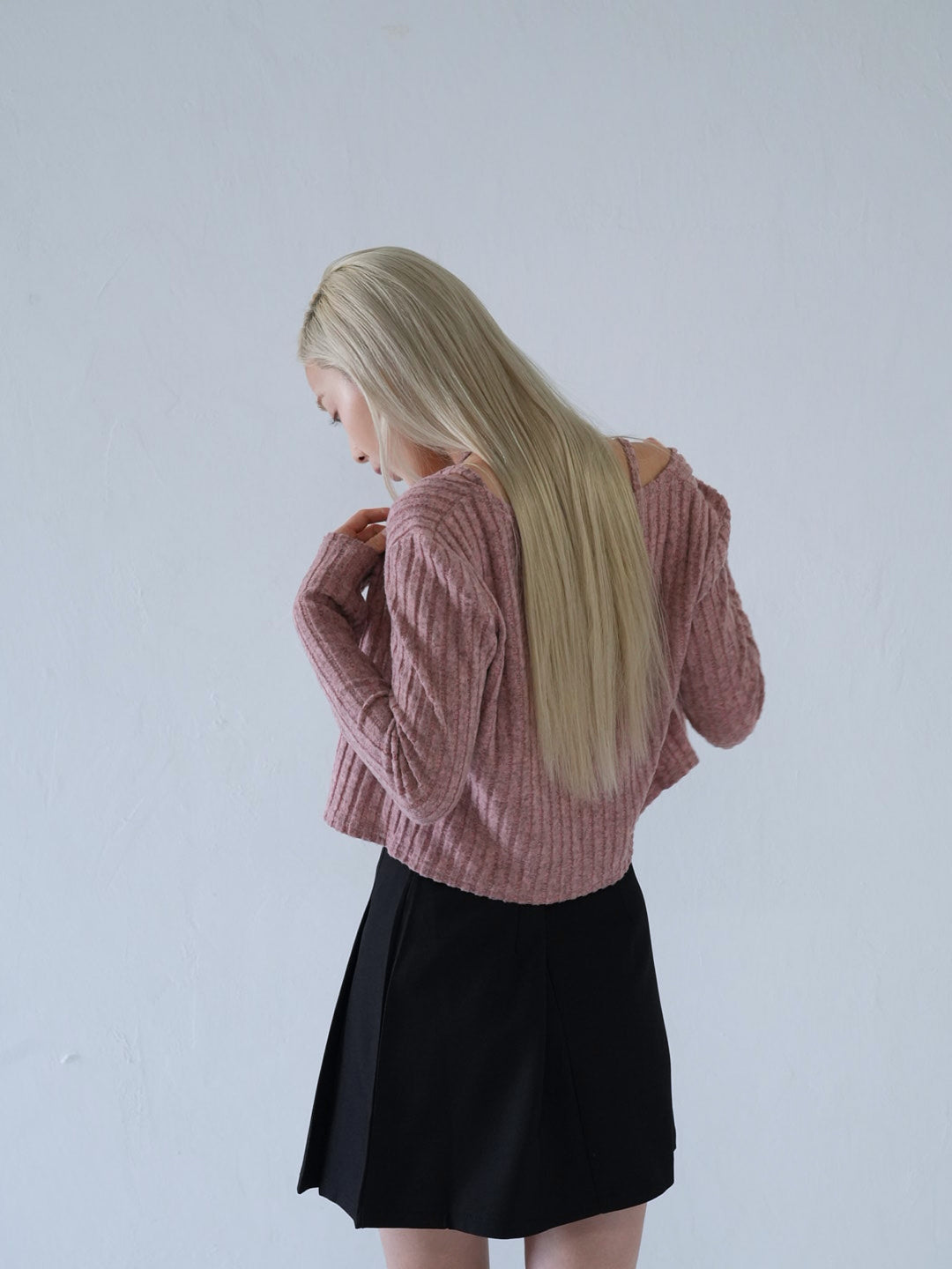 【 10月上旬発送予定 】ribbed ruched cami & cardigan set
