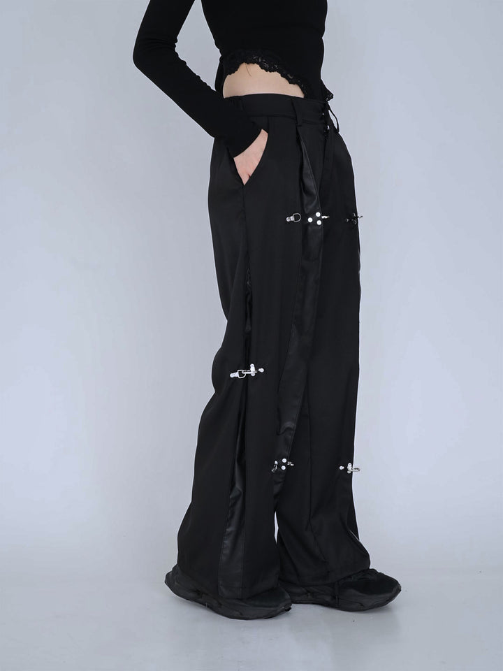 double material pin pants