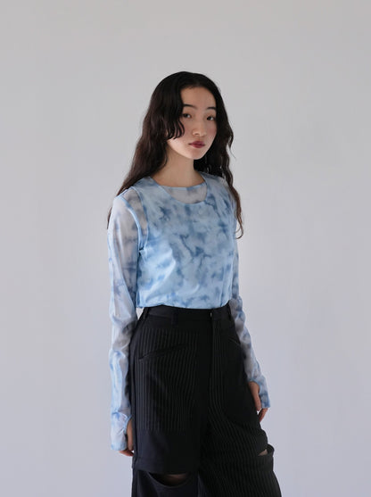 sheer marble layered tops