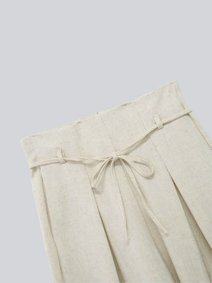 linen like tuck slacks