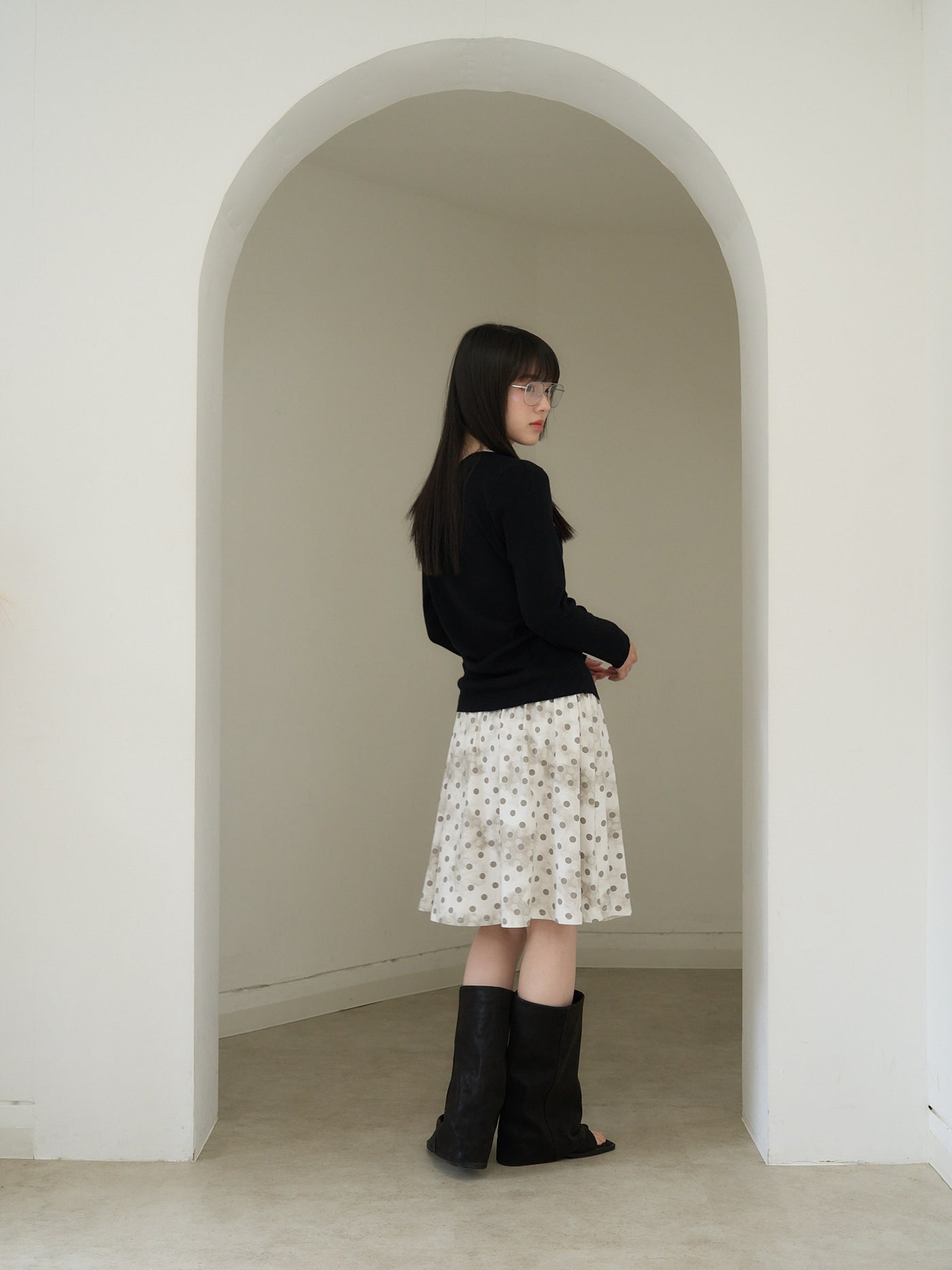 colorblock asymmetry shoulder knit