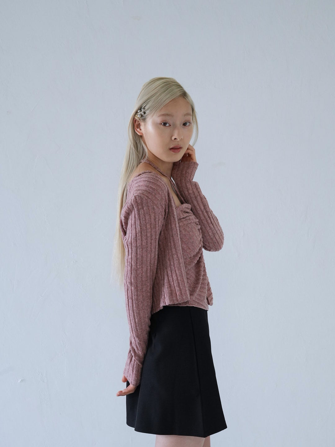 【 10月上旬発送予定 】ribbed ruched cami & cardigan set