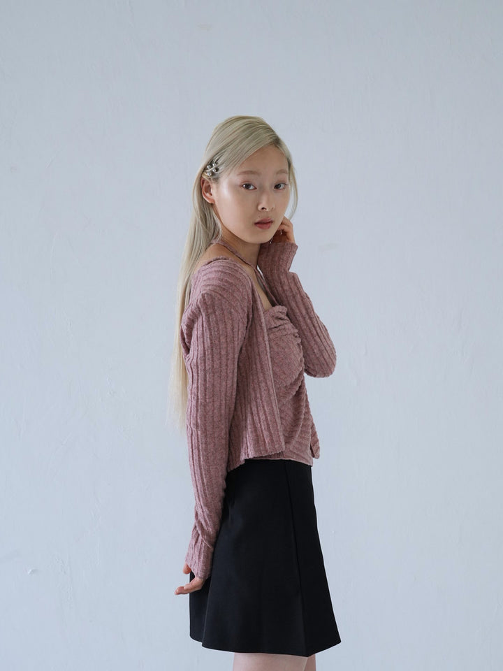 【 10月上旬発送予定 】ribbed ruched cami & cardigan set