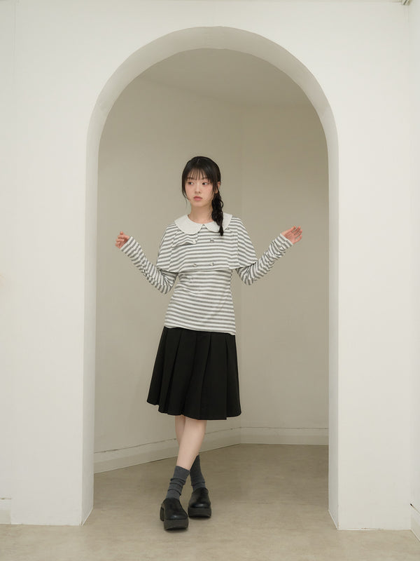 border doll collar cape sleeve top