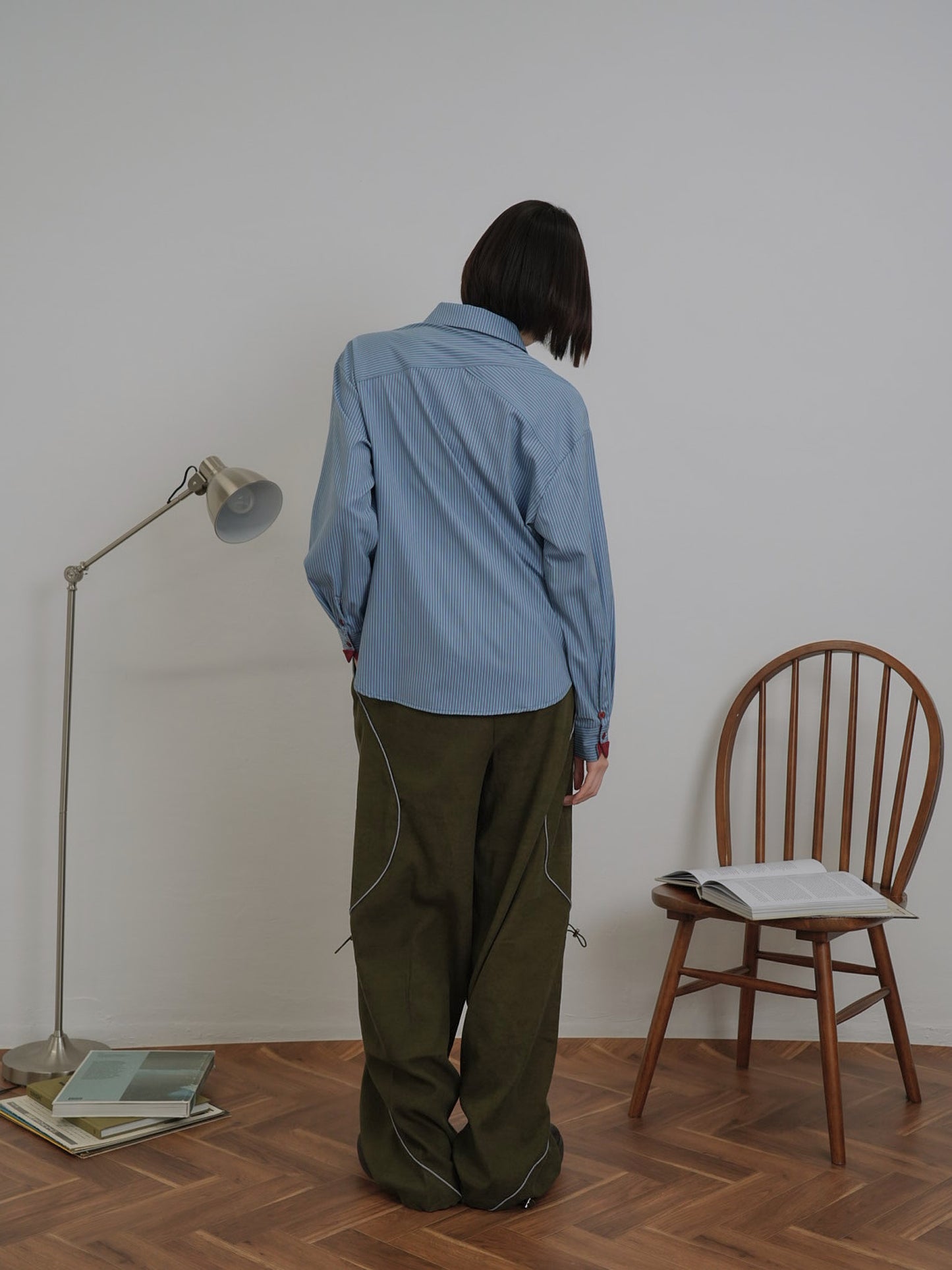 stitch line wide pants