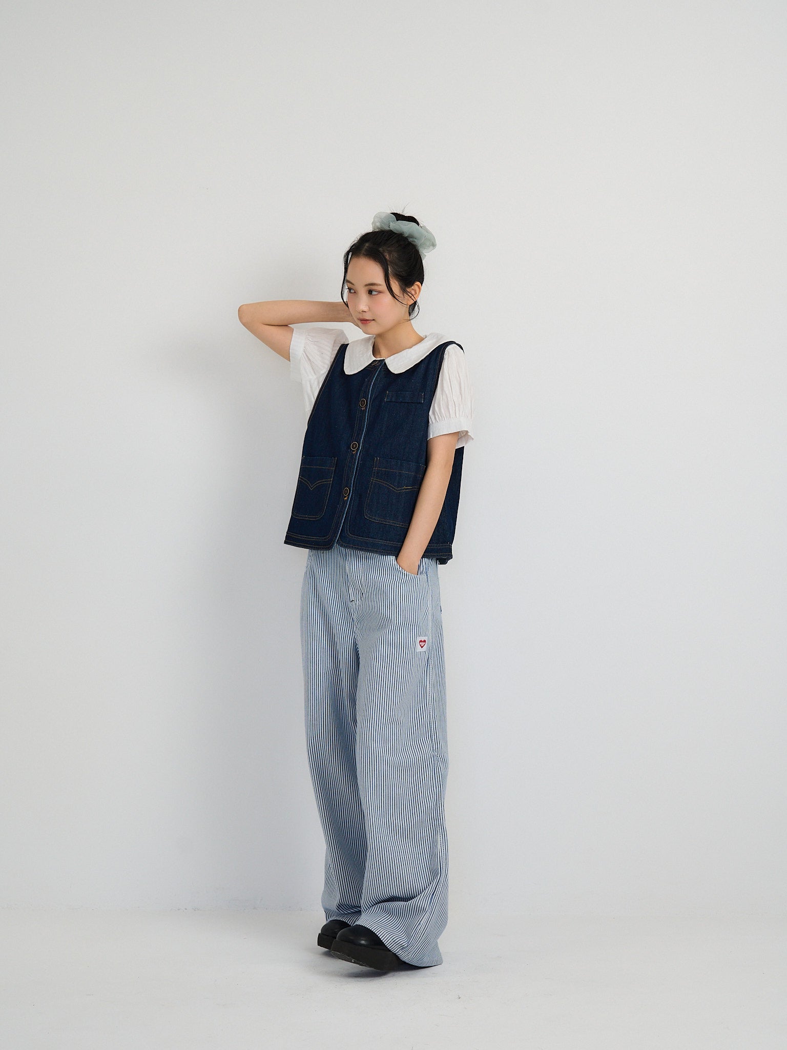 ストライプ ワイドパンツ 大人カジュアル レディース Uenui