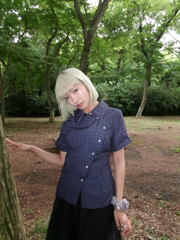 retro check button shirt