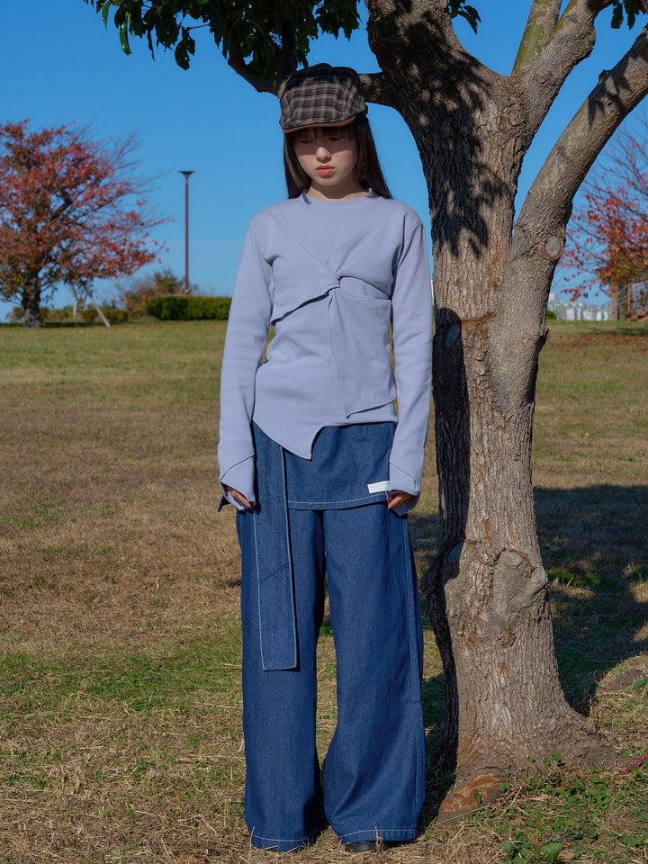 separate wrap design wide pants