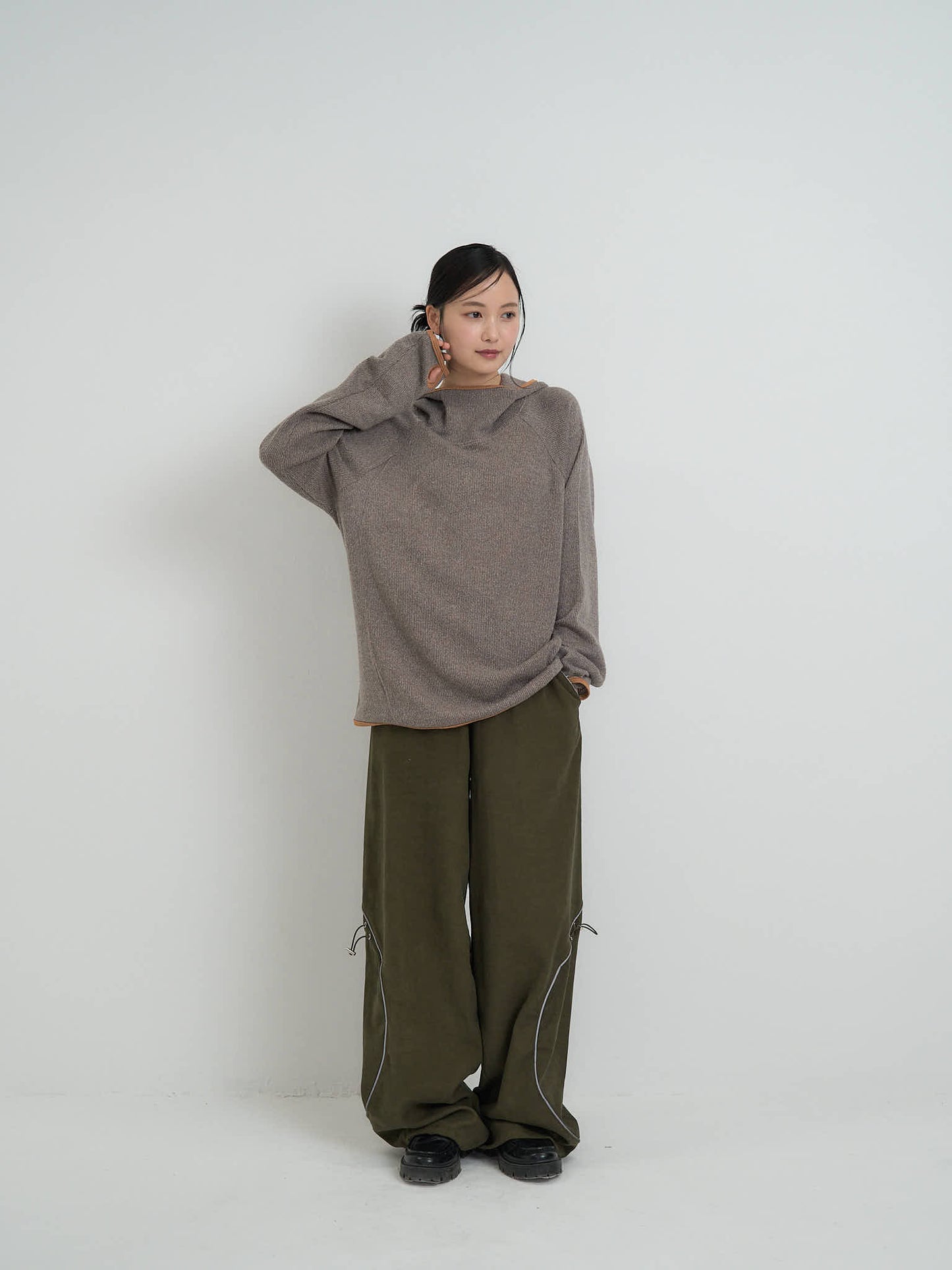 contrast trim ribbed foodie