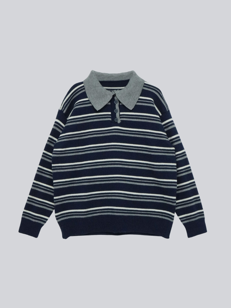 retro stripe collar knit