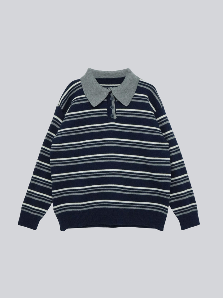 retro stripe collar knit